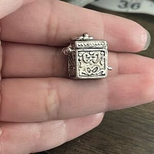 Silver tone box charm bracelet